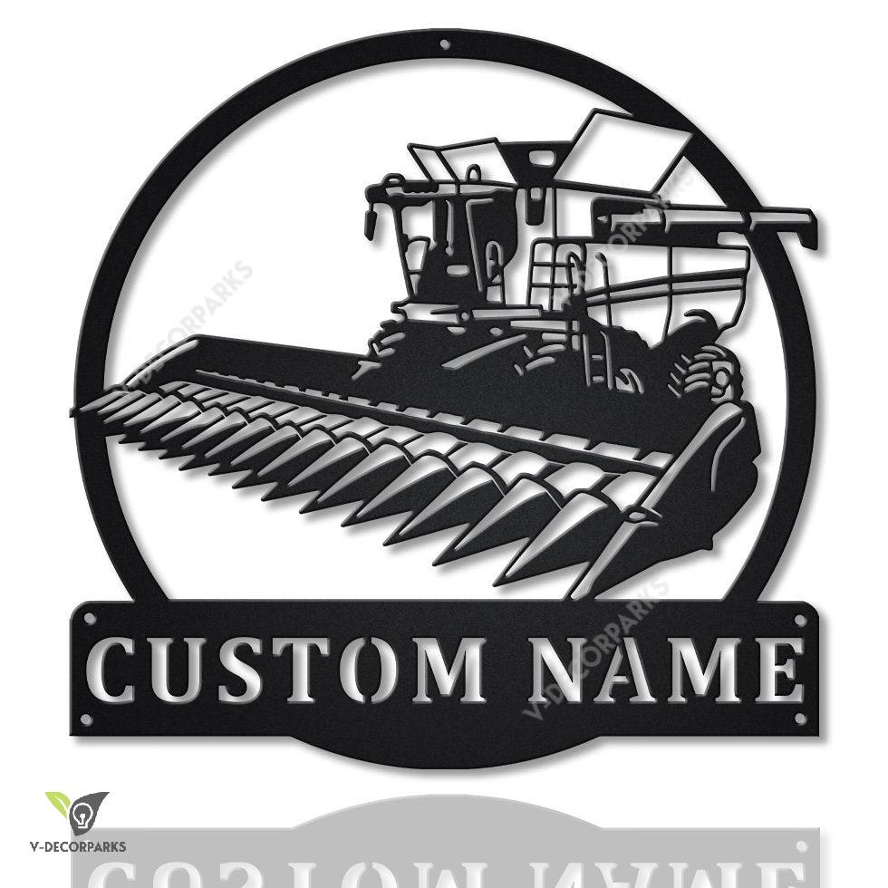 Personalized Harvester Farm Tractor Metal Sign Art, Custom Harvester Farm Tractor Monogram Metal Sign, Job Gift, Decor Decoration