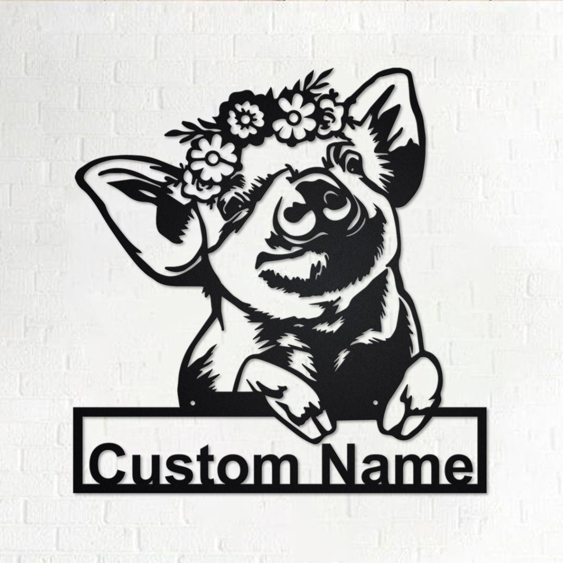 Floral Piggy Farm Personalized Metal Sign, Piggy Metal Wall Art, Piggy Metal Wall Decor, Piggy Lover Gift, Farmer Gift, Piggy Farm Decor