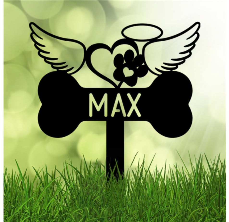Pet Memorial Metal Garden Stake, Dog Cat Memorial Yard Sign, Pet Loss