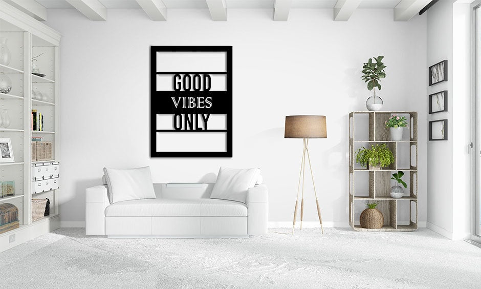 Good Vibes Only Sign - Metal Wall Art - Meta Sign - Housewarming Gift - Wedding Gift - Quote Wall Art - Wall Decoration - Motivational Quote