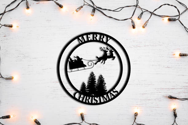 Metal Santa Sleigh With Reindeer Metal Sign, Metal Wall Art, Christmas Decoration, Xmas Decoration, Holiday Decoration, Christmas