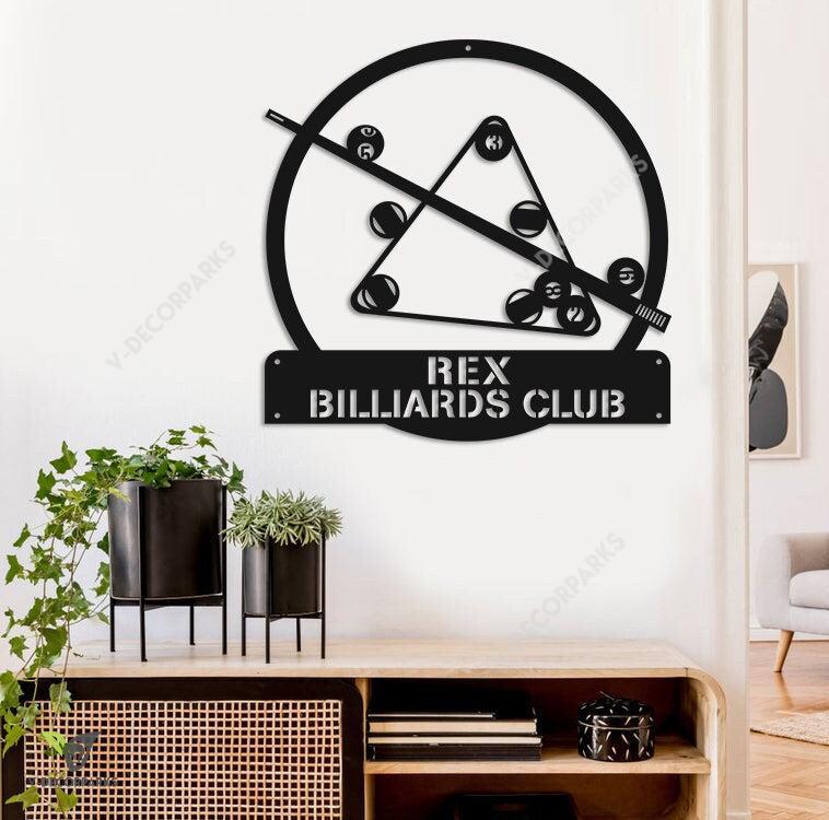 Personalized Billiards Metal Wall Art, Monogram Metal Signs, Billiard Club Sign, Billiard Room Decor, Best Gift Ever