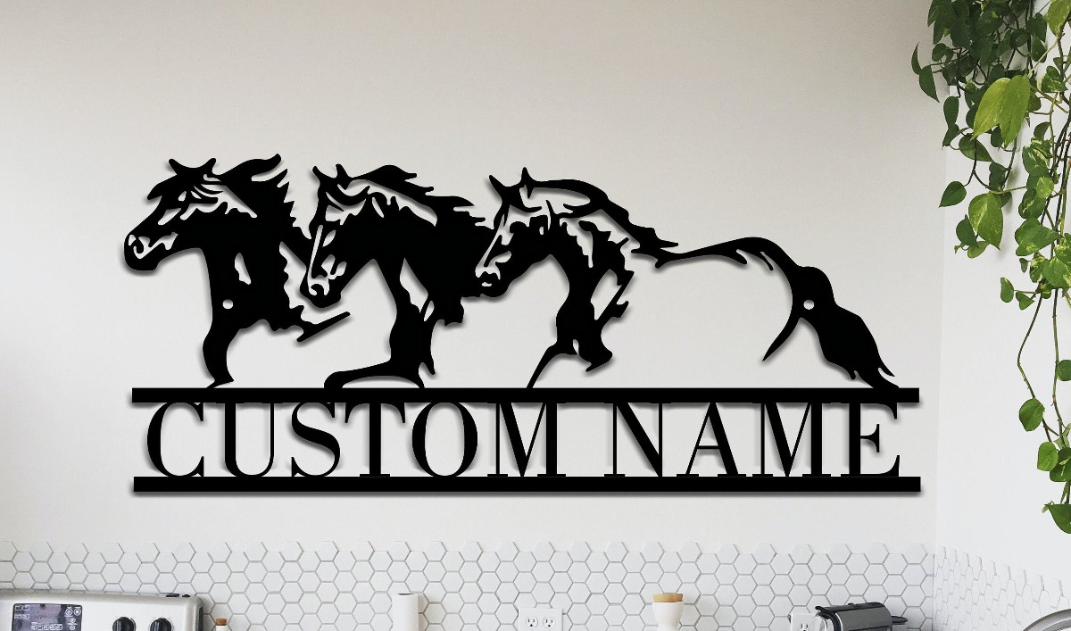 Personalized Metal Horses Sign ,farm Sign, Custom Horse Sign, Metal Name Sign, Farmhouse Decor, Outdoor Family Name Sign, Outdoor Sign Decor