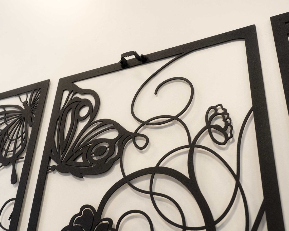 3 Panel Metal Butterfly Wall Art Set, Metal Wall Decor, Butterfly