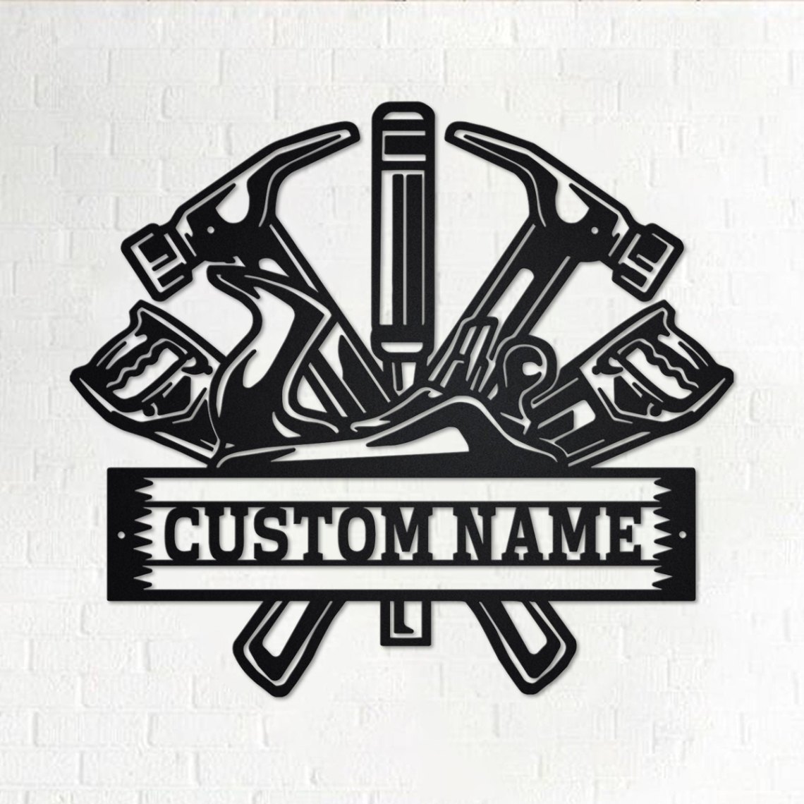 Custom Carpenter Tools Metal Wall Art, Personalized Carpenter Name Sign
