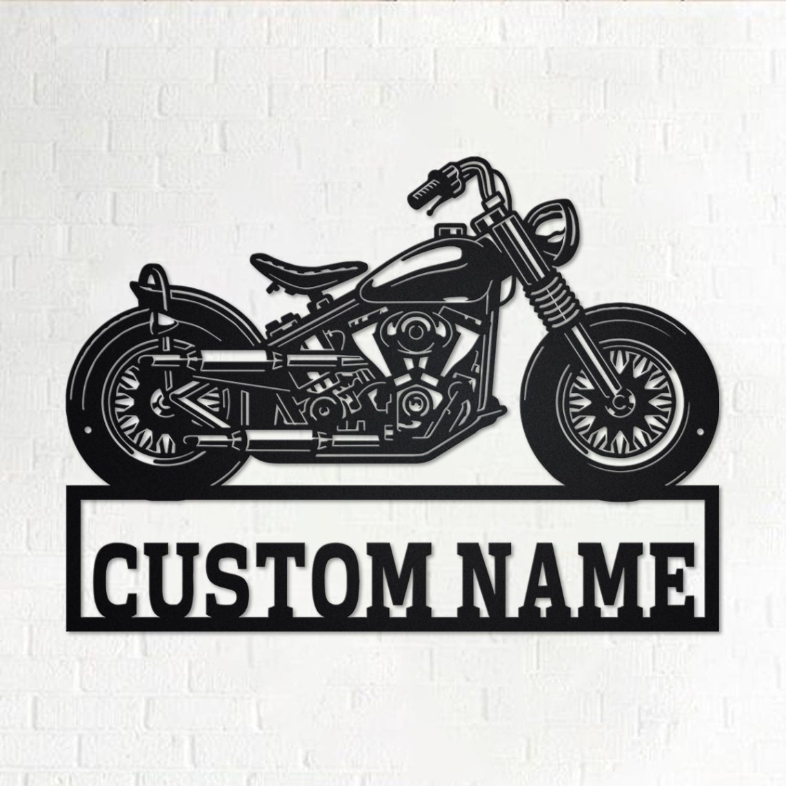 Custom Chopper Motorcycle Metal Wall Art, Personalized Chopper Name