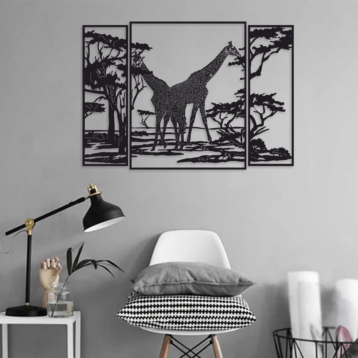 Giraffes Wall Decor, Set Of 3 Wall Art, Metal Wall Art, Living Room