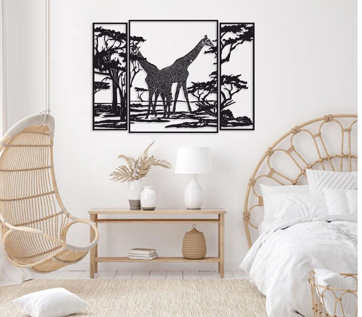 Giraffes Wall Decor, Set Of 3 Wall Art, Metal Wall Art, Living Room