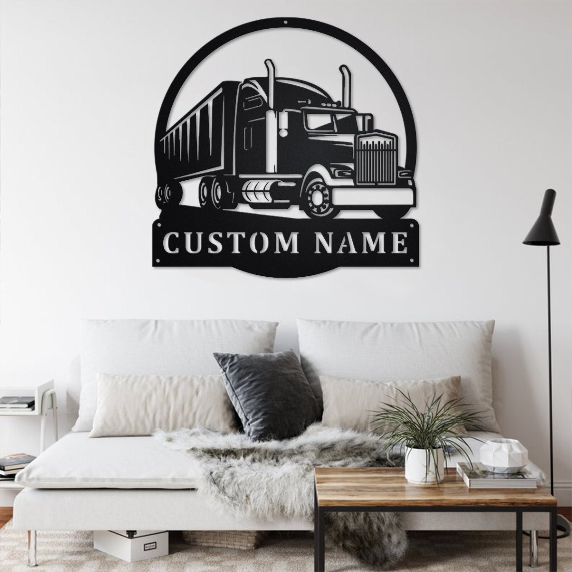 Custom Semi Truck Metal Wall Art, Personalized Truck Driver Name Sign ...