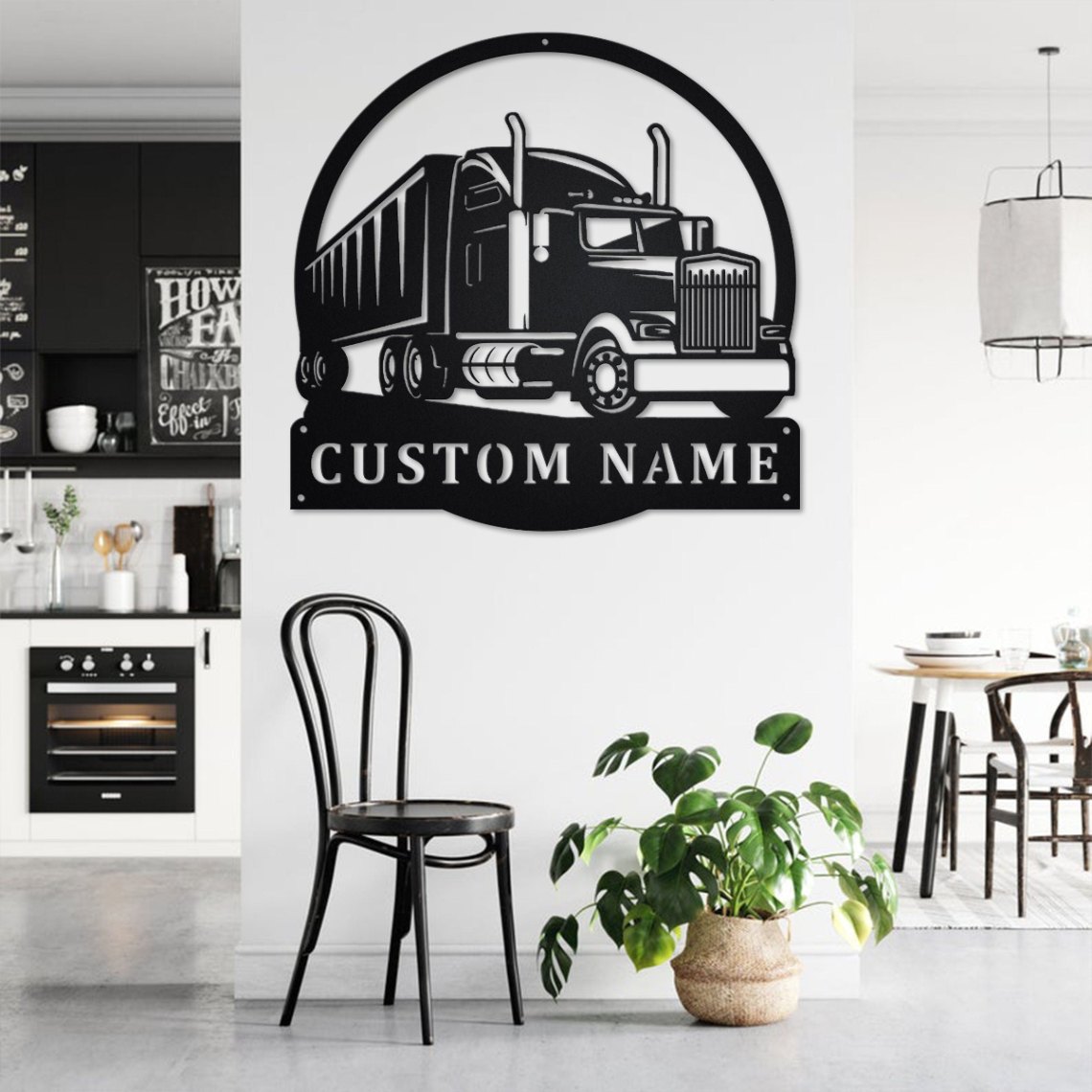 Custom Semi Truck Metal Wall Art, Personalized Truck Driver Name Sign