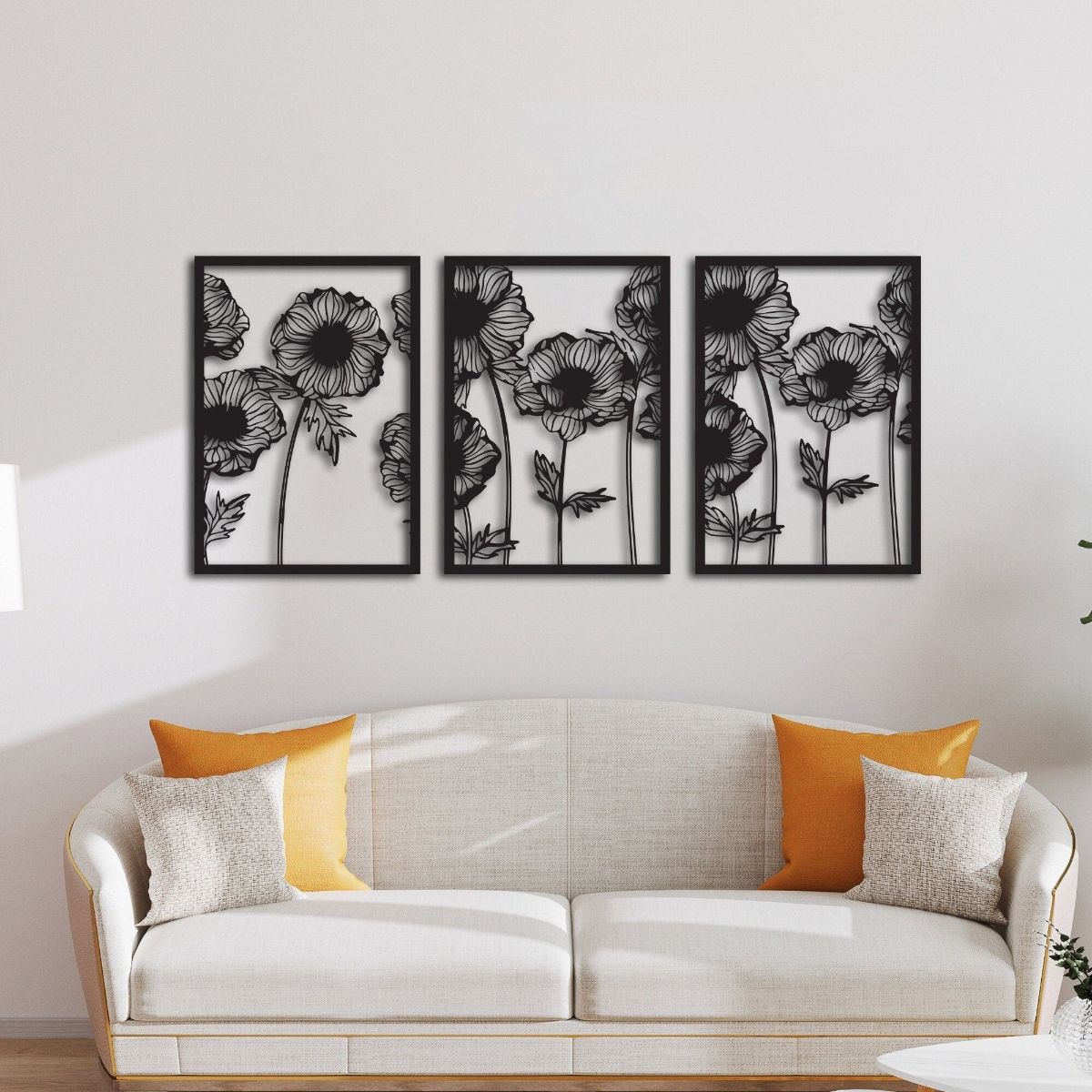 Sunflower Metal Wall Art Set Of 3, Metal Wall Decor, Living Room Wall