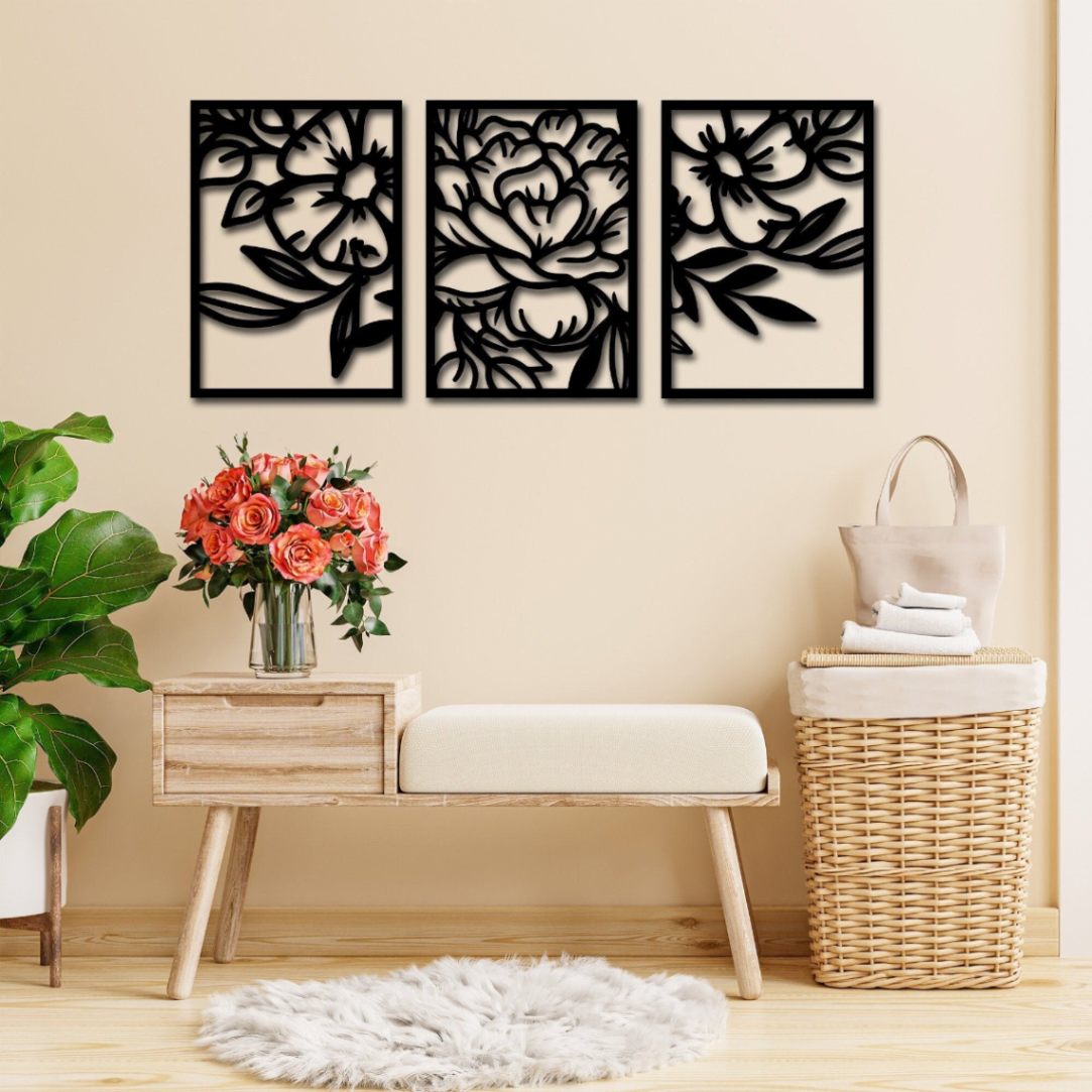 3 piece metal wall art for living room