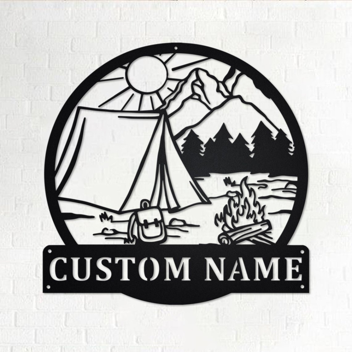 Custom Camping Tent Metal Wall Art, Personalized Camping Family Name Sign Decoration For Room, Camping Home Decor, Custom Camping Tent