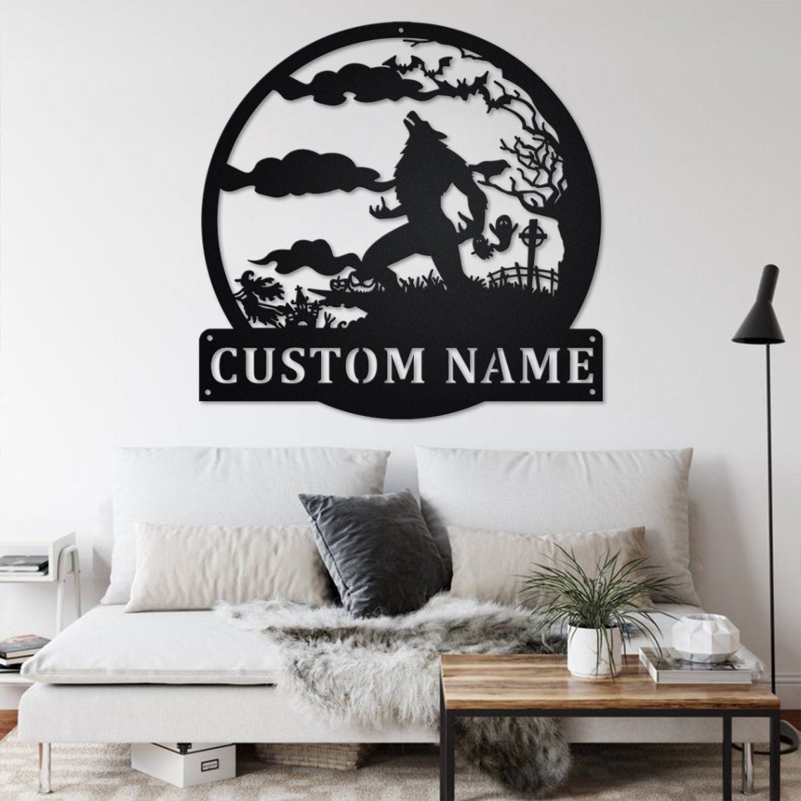Custom Werewolf Full Moon Metal Wall Art, Personalized Werewolf Name