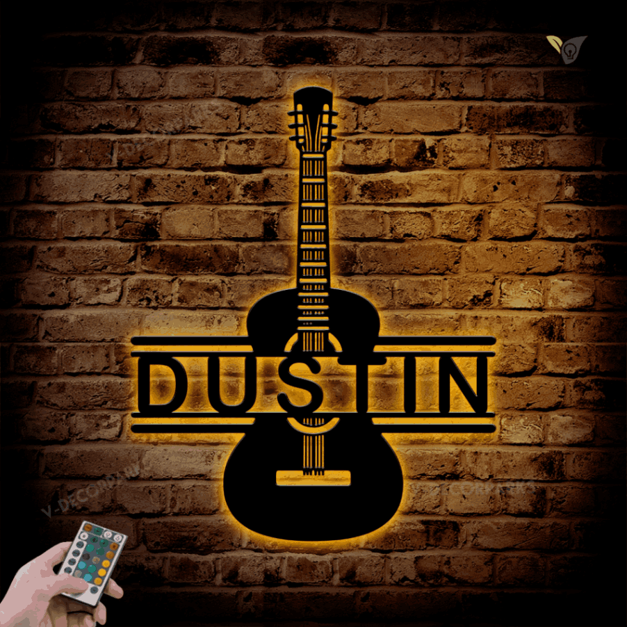 Guitar Classic Personalized Metal Wall Decor, Custom Metal Wall Art With Led Lights, Guitar Decor, Custom Guitar Decoration, Music Room Sign