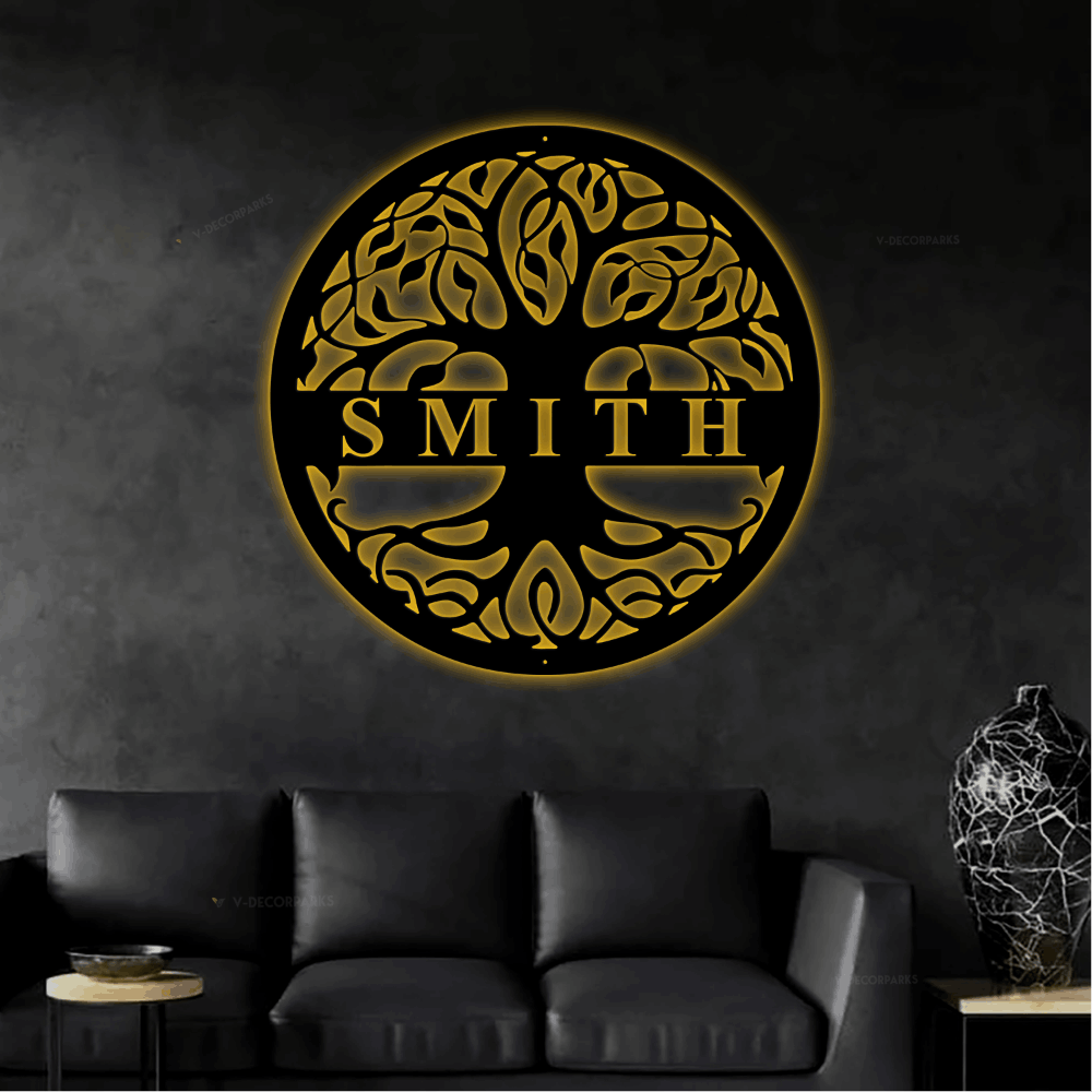 Tree Of Life Metal Wall Art With Led Lights Tree Of Life Monogram Tree Of Life Wall Decor 1043