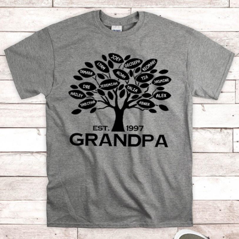 Personalized Grandpa Or Grandma Family Tree With All Grandkids Names T-shirt Unisex T-shirt Hoode Plus Size S-5xl