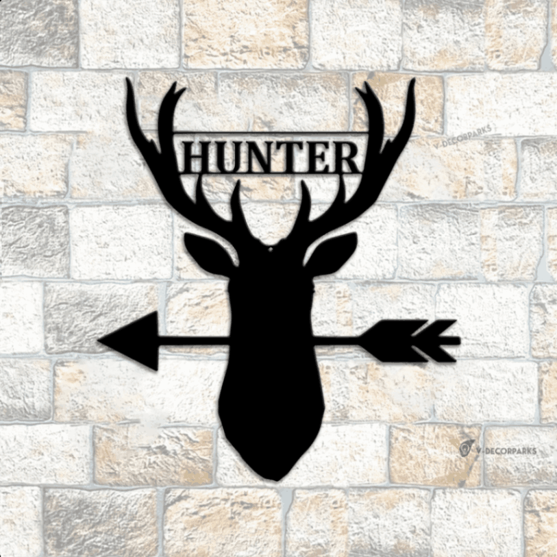 Custom Deer Head Metal Sign With Led Lights, Personalized Metal Sign