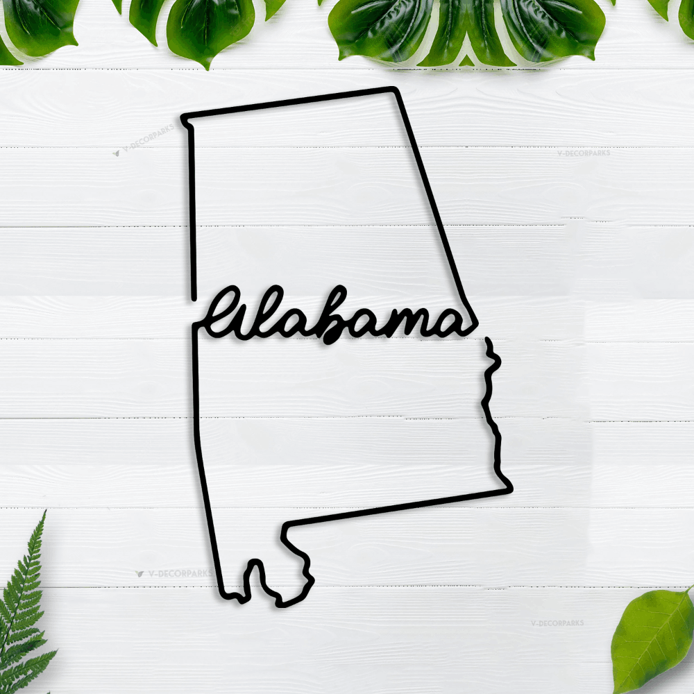 Alabama Metal Sign With Led Lights, State Of Alabama Sign, Metal