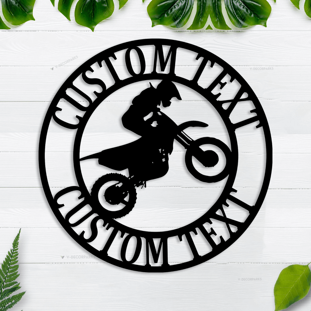 Custom Dirt Bike Metal Wall Decor With Led Lights, Motorcycle Garage