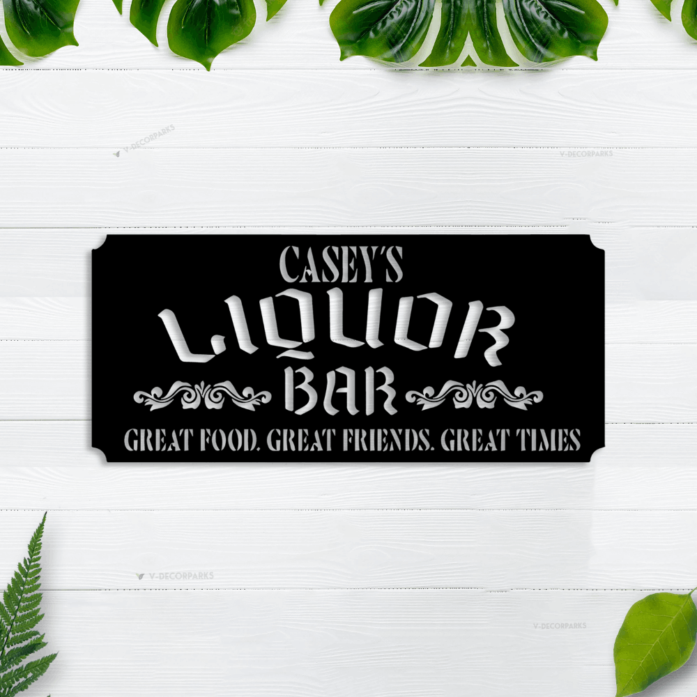 Personalized Liquor Bar Sign With Led Lights, Basement Bar Bar Cart