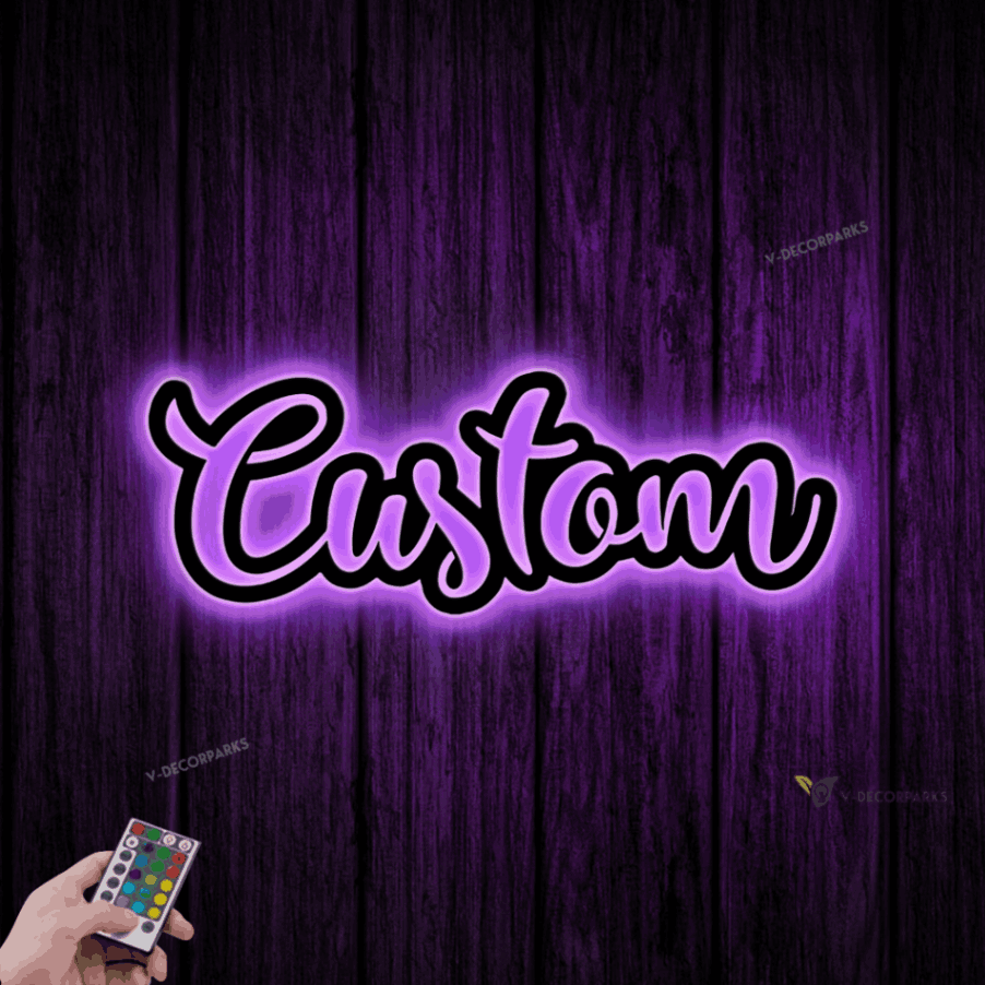 Your Custom Text Words Metal Wall Art Led Light, Your Text Custom Sign