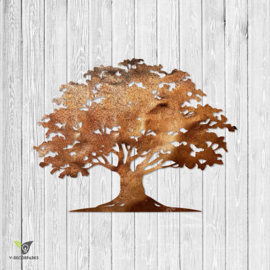Copper Oak Tree Metal Wall Art, Oak Tree Decorative Welded Accent Pamotee