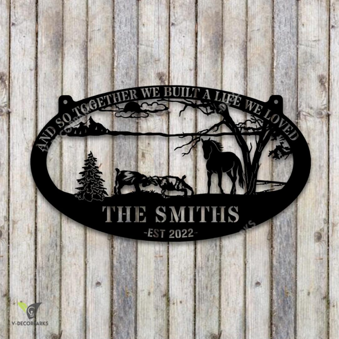 Personalized Horse And Goats Large Metal Farm Sign, Horse And Goats ...