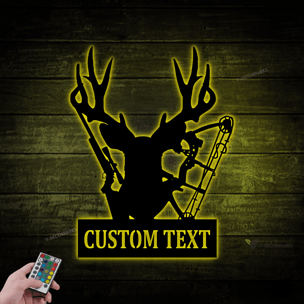 Custom Metal Hunting Sign With Led Lights, Hunting Mancave Sign, Deer