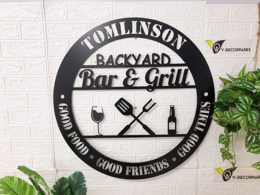 Personalized Bar And Grill Metal Sign, Bar & Grill Sign, Custom Metal