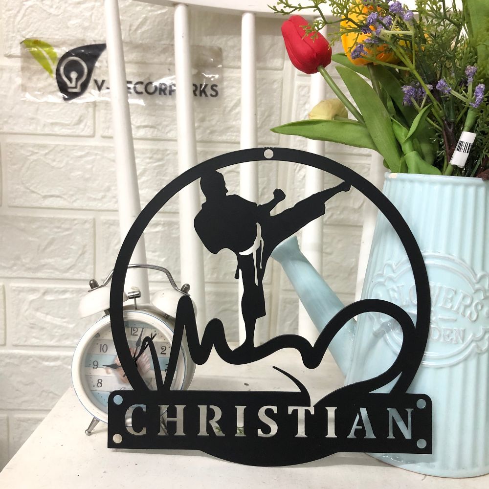 Custom Love Karate Monogram Metal Sign, Karate Sign, Martial Arts, Karate Metal Wall Decor