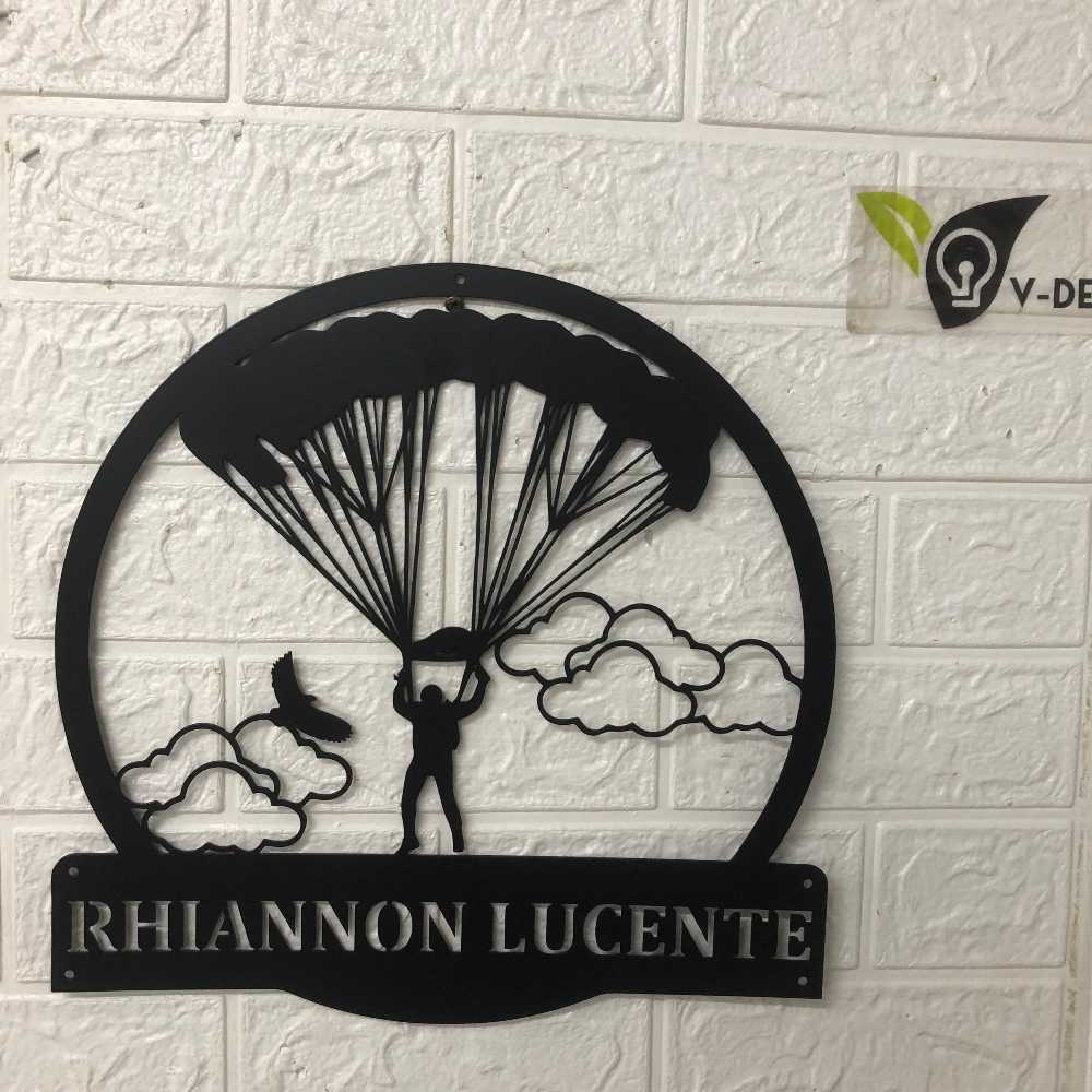 Personalized Parachute Monogram Metal Sign Art, Parachute Sign