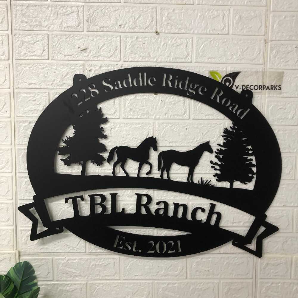 Personalized Metal Horse Sign, Horse Metal Sign, Custom Metal Farm Name ...