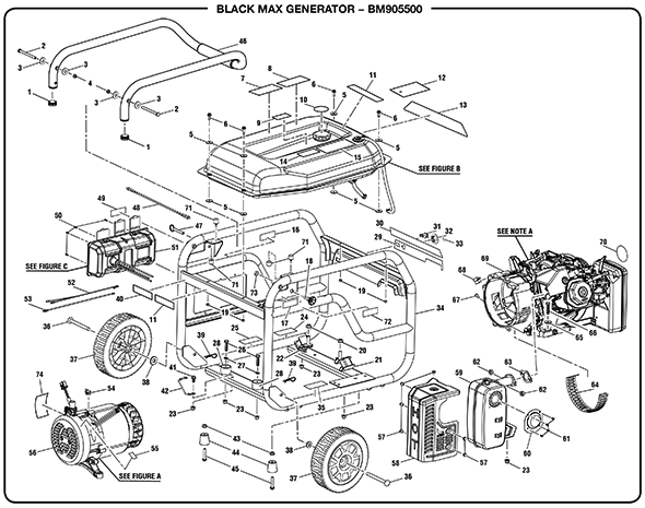 BlackMax BM905500 5500 Watt Generator Parts and Accessories- PartsWarehouse