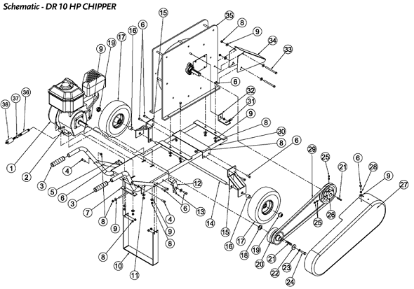 DR Power Chipper 10 Hp Hand-Cart Frame | Partswarehouse