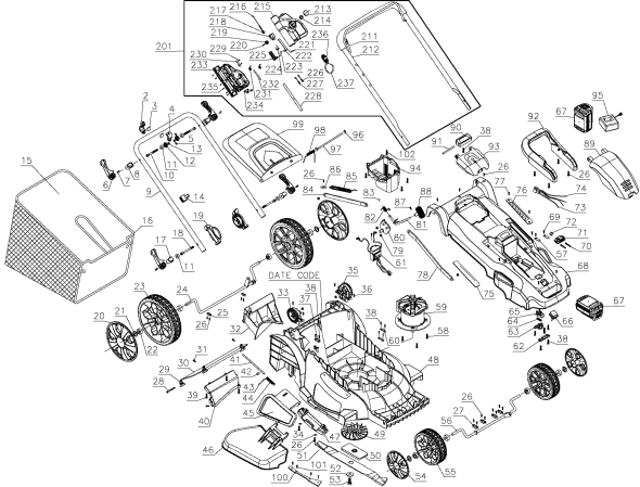 Black & Decker MM2000 Type 2 Parts Diagram for Mower