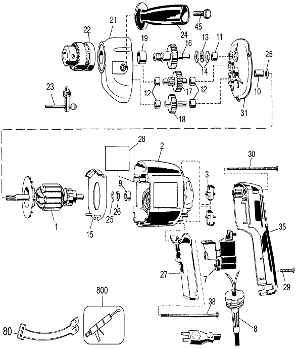 Dewalt B7254 (Type 4) 1/2-In. Vsr Drill | Partswarehouse