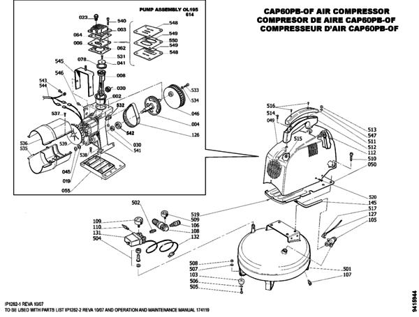 Bostitch CAP60PB OF Air Compressor Type 0 Parts and Accessories