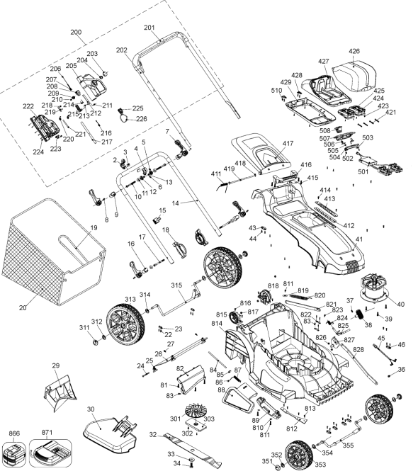 Black & Decker MM2000 Type 1 Parts Diagram for Mower
