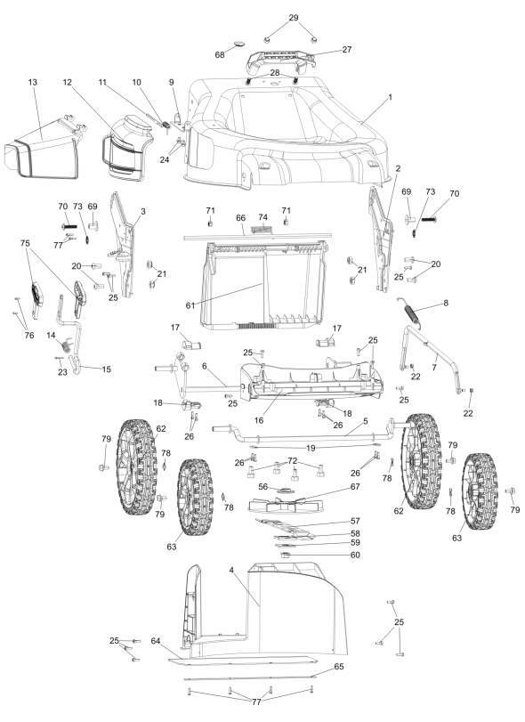 Black & Decker CMM1200 Type 1 Parts Diagram for Mower