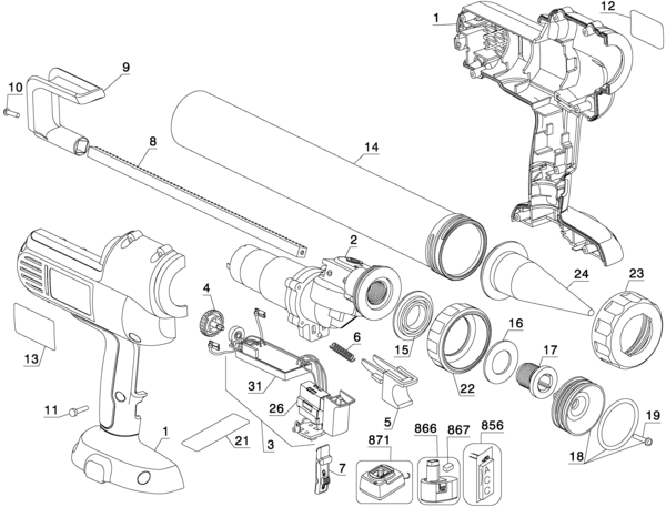DeWalt 18V Caulk Gun (Type Parts and at