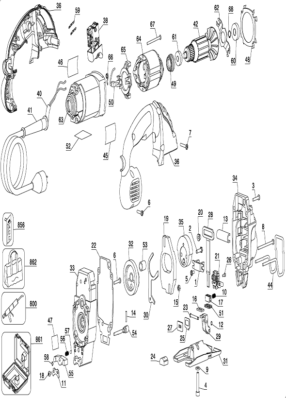 Dewalt DW317 (Type 1) Orbital Jig Saw | Partswarehouse