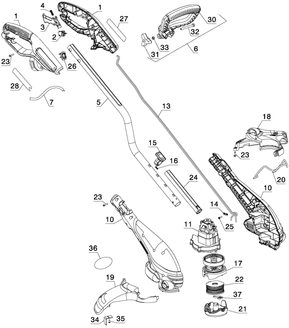 Black & Decker GH750 Parts Diagram for Grass Trimmer