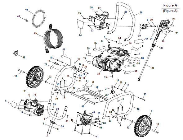 Homelite BM802711 Pressure Washer Mfg. No. 090079304 Parts Diagram for  General Assembly