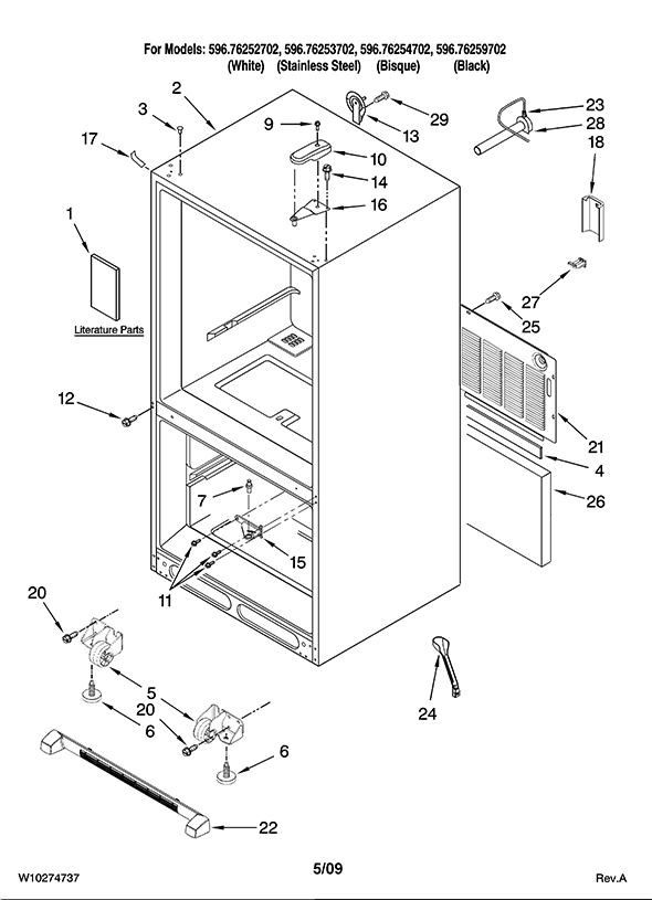 Kenmore Elite 59676252702 Bottom-Mount Refrigerator | Partswarehouse