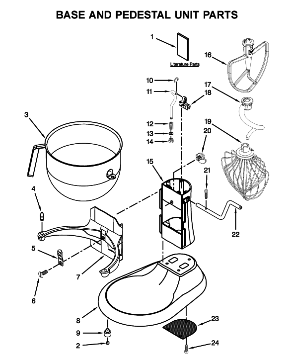 Mixer (8Qt, Red, Complete Unit for Kitchenaid Part# KSM8990ER. Restaurant  Equipment & Foodservice Parts - PartsFPS