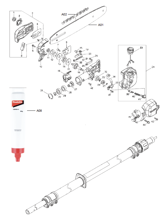 Makita XAU02 36V Brushless 10" Telescoping Pole Saw | Partswarehouse