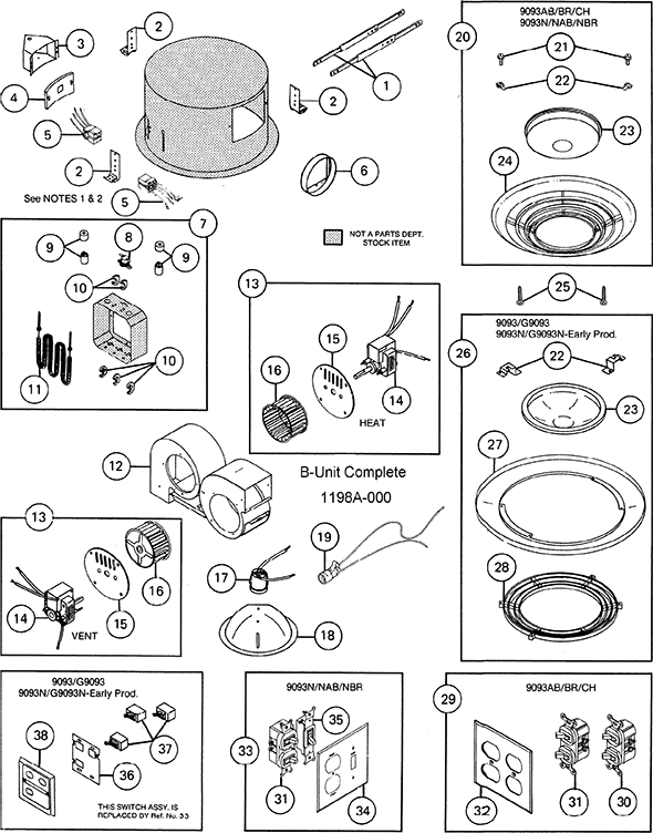 Nutone 9093 Ceiling Heater Partswarehouse