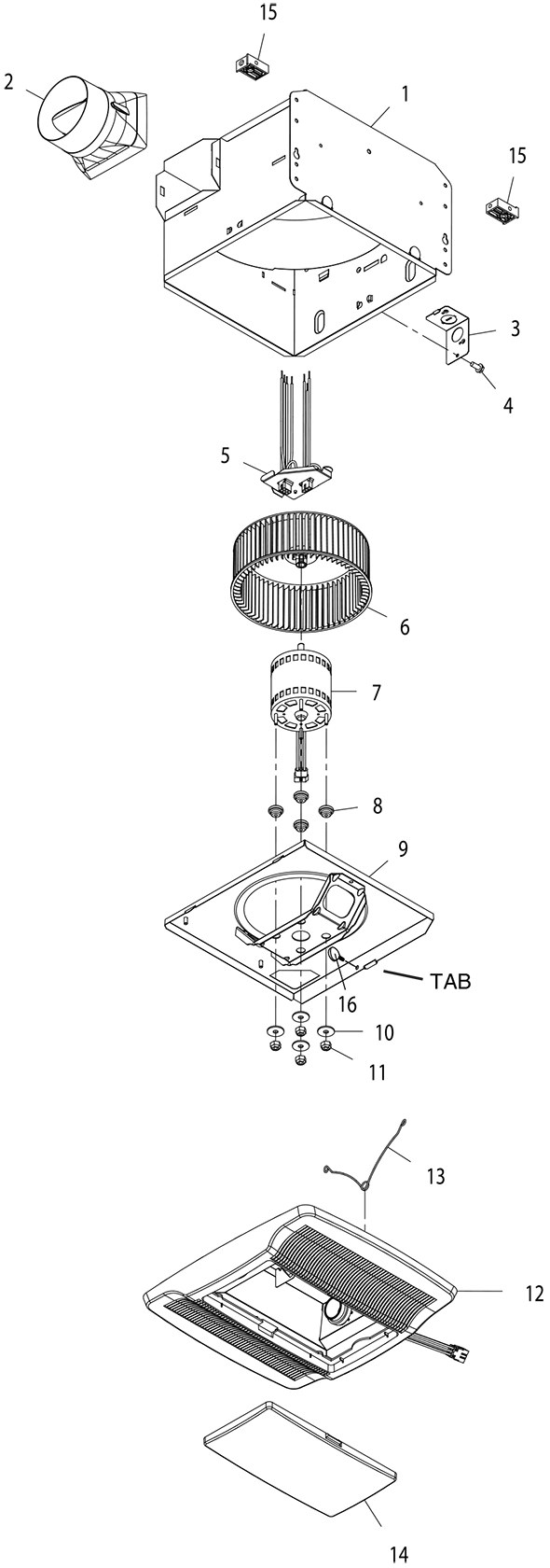 Nutone QTRN110L Exhaust Fan Partswarehouse   QTRN110L 1 