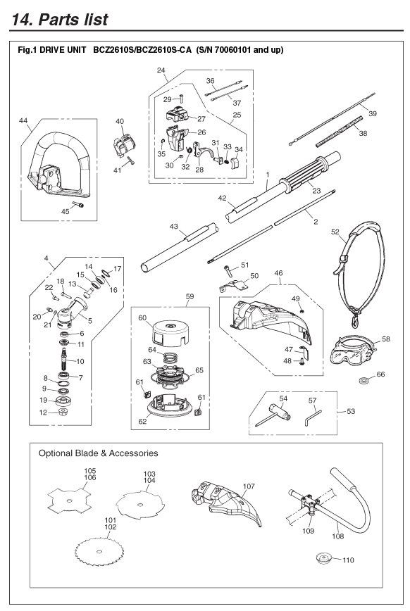 Redmax Bcz2610s-ca Brushcutter Drive Unit (sn: 70060101 And Up) Engine 